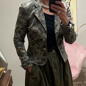 Vintage camo denim blazer jacket